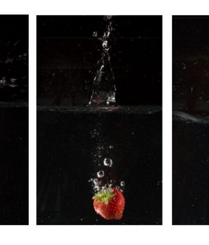 Bilderreihe Erdbeere taucht ins Wasser
