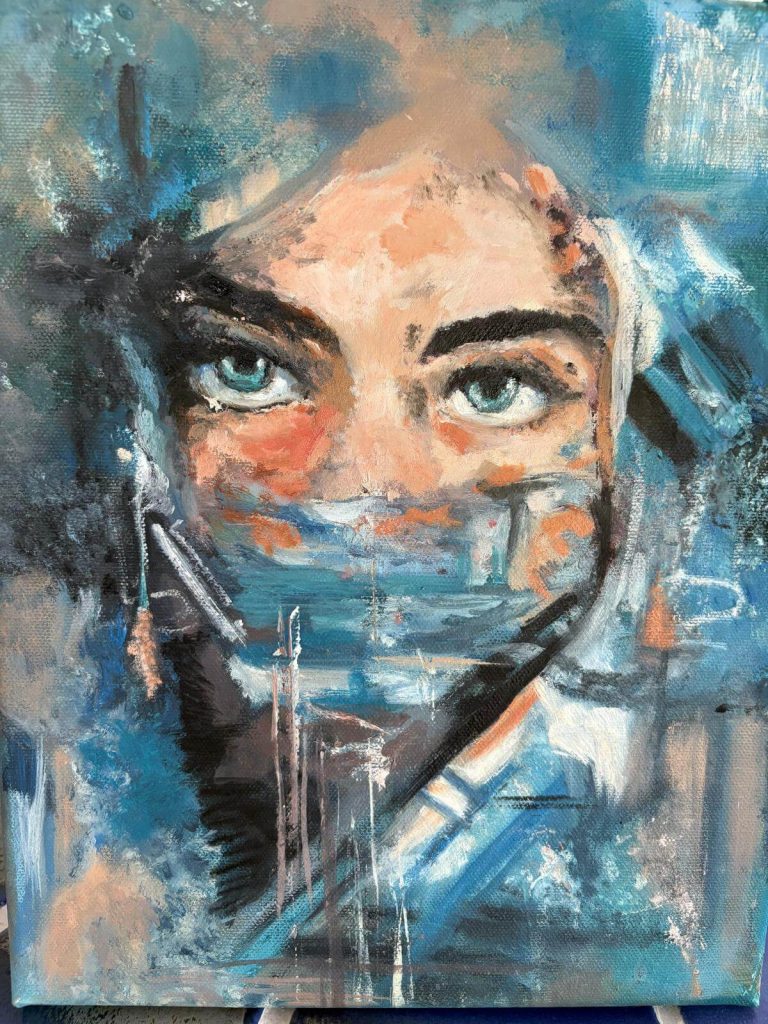 Wüstenblume von Andrea Stelzer, Öl auf Leinwand